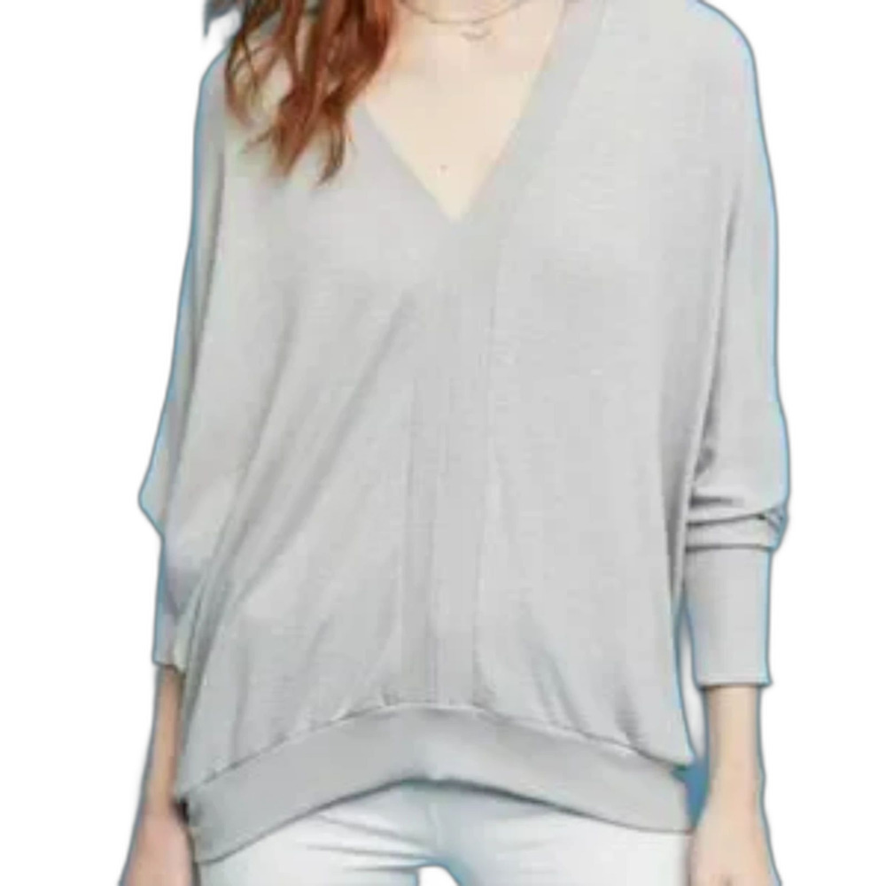 Anthropologie Eri + Ali Slouchy Gray V-Neck Dolman Knit Top XS